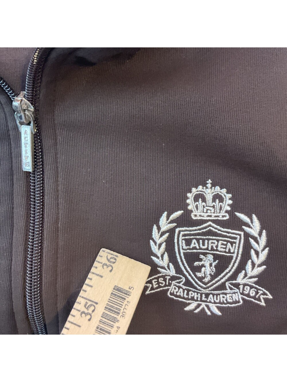 Lauren Active Ralph Lauren Brown Track Jacket Women Size Petite Medium - Picture 11 of 11